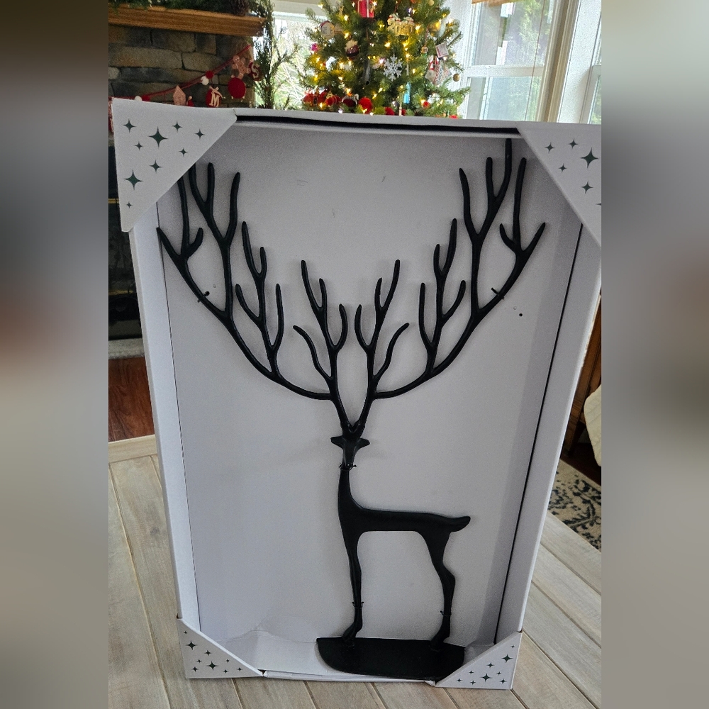 ALDI Large Sculpted Reindeer Merry Moments Black Bronze 26”